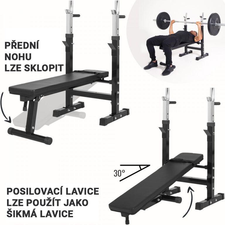 GorillaSports Posilovací lavice se stojanem, černá 3/7