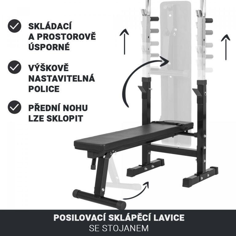 GorillaSports Posilovací lavice se stojanem, černá 5/7