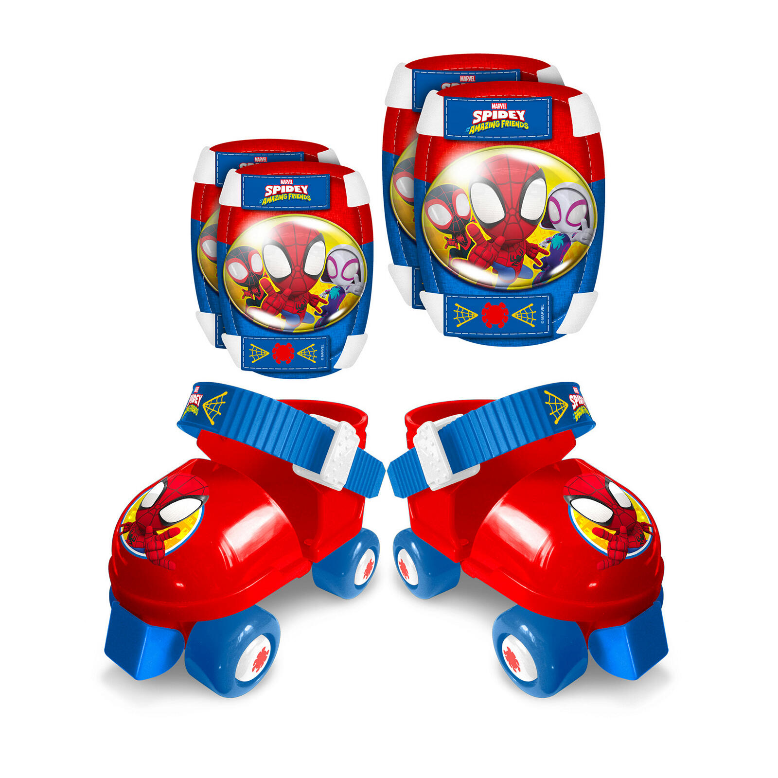STAMP Pattini e Protezioni per Bambini Spider-Man UE 23-27 Rosso