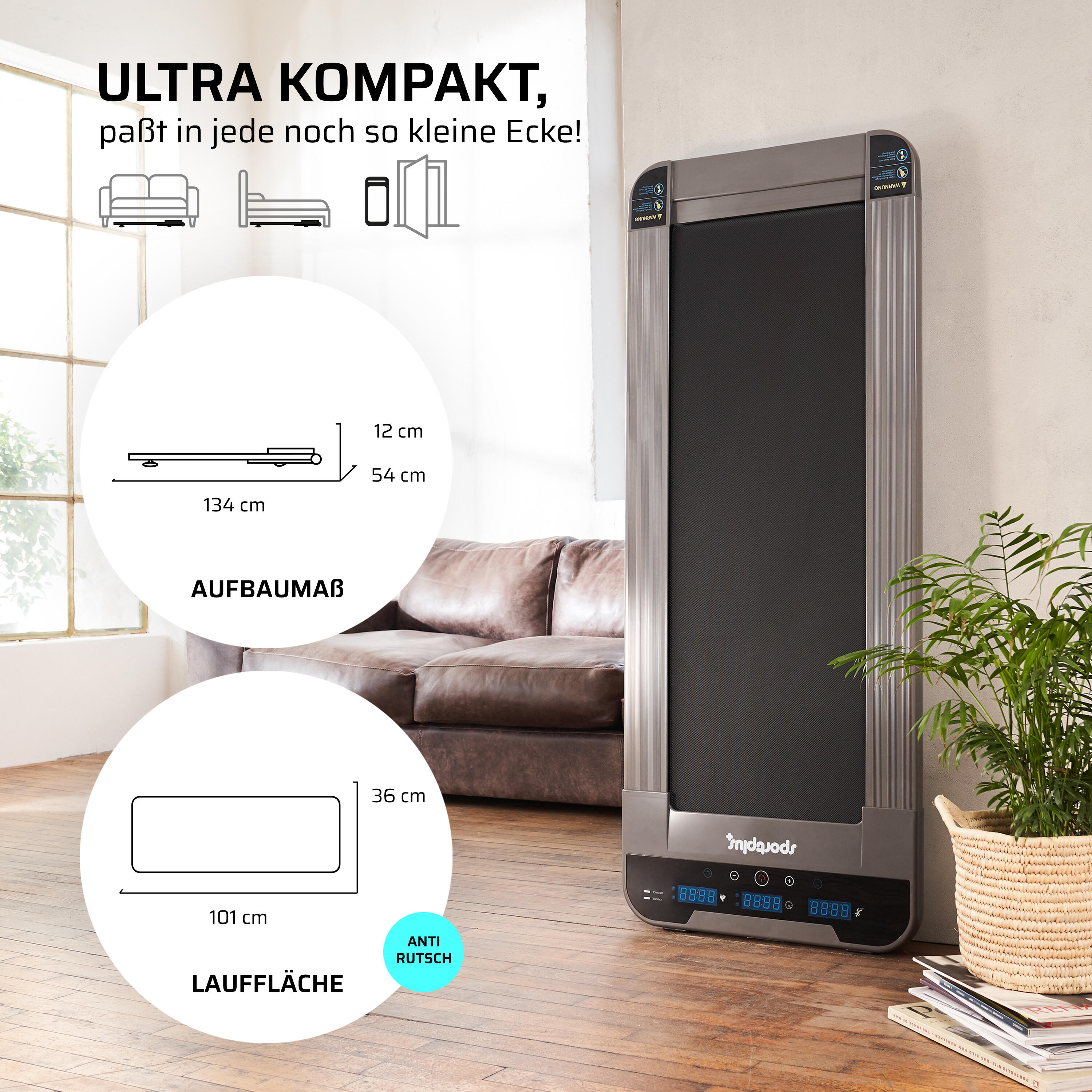 SportPlus Walking-Pad – Kompaktes Laufband für viele Schritte & Homeoffice 4/7
