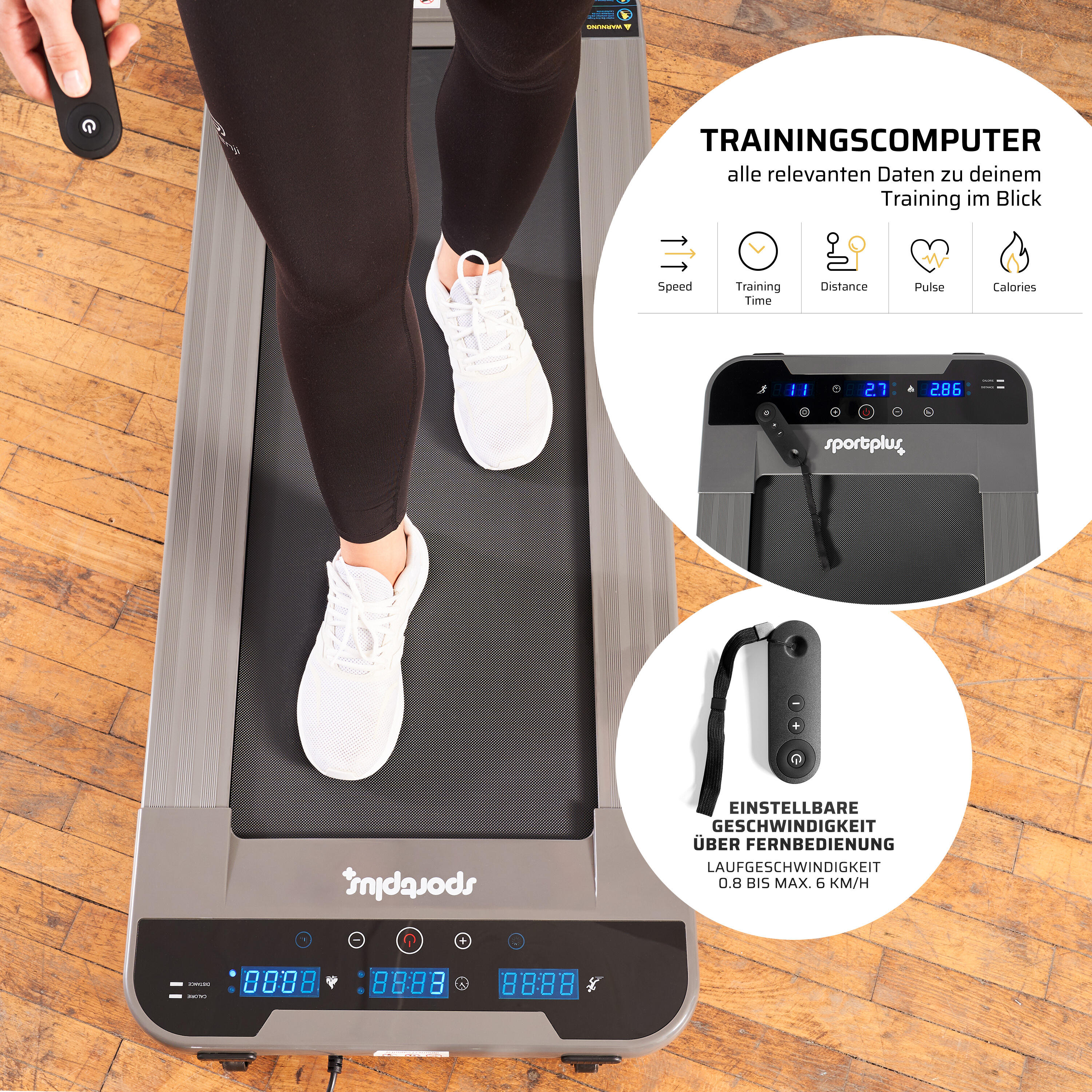 SportPlus Walking-Pad – Kompaktes Laufband für viele Schritte & Homeoffice 2/7