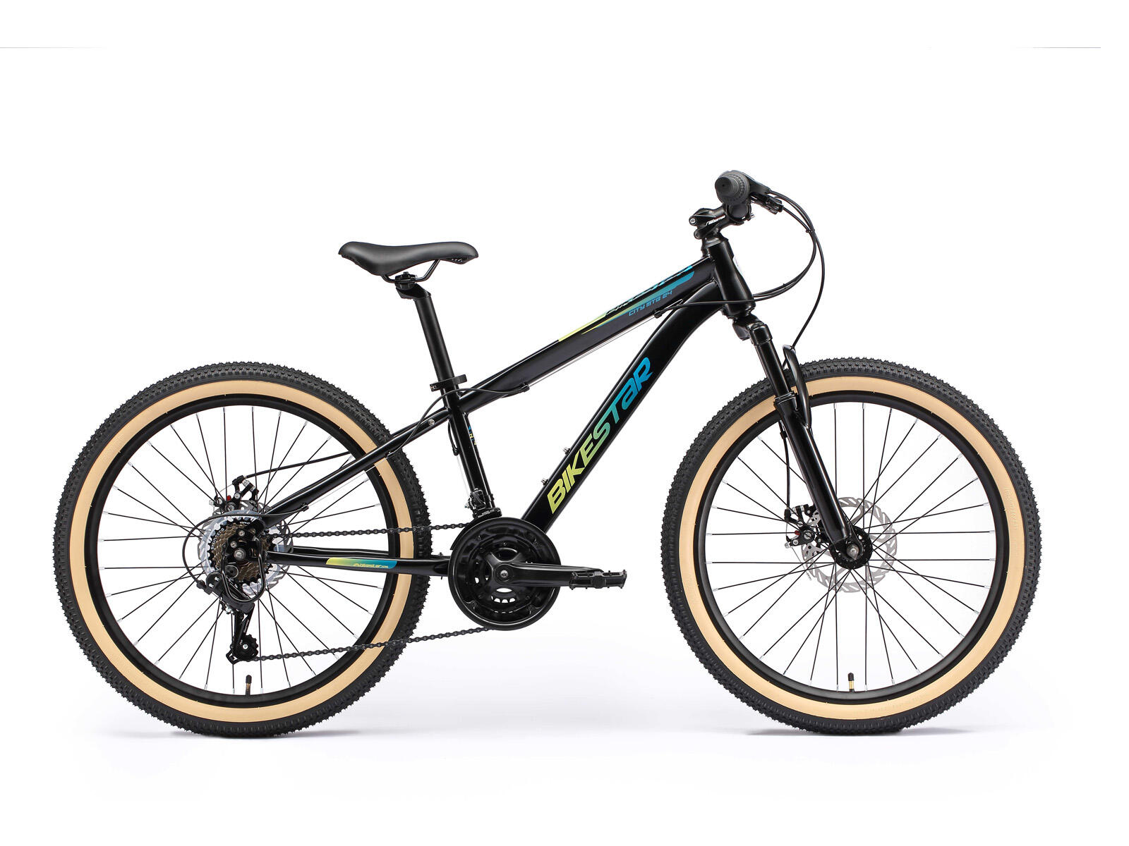 BIKESTAR Bikestar MTB staal 21speed 24inch zwart