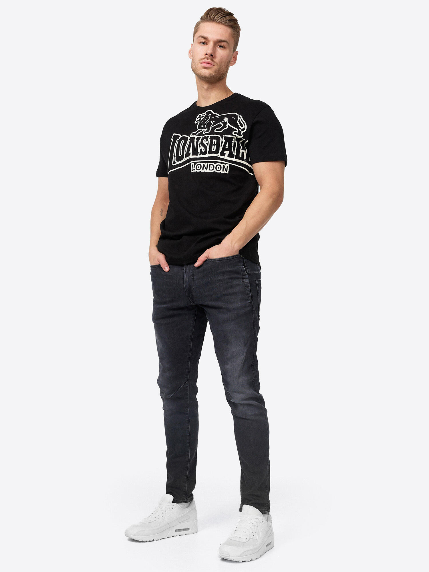 Camiseta para Homem Lonsdale Langsett Preto 3/5
