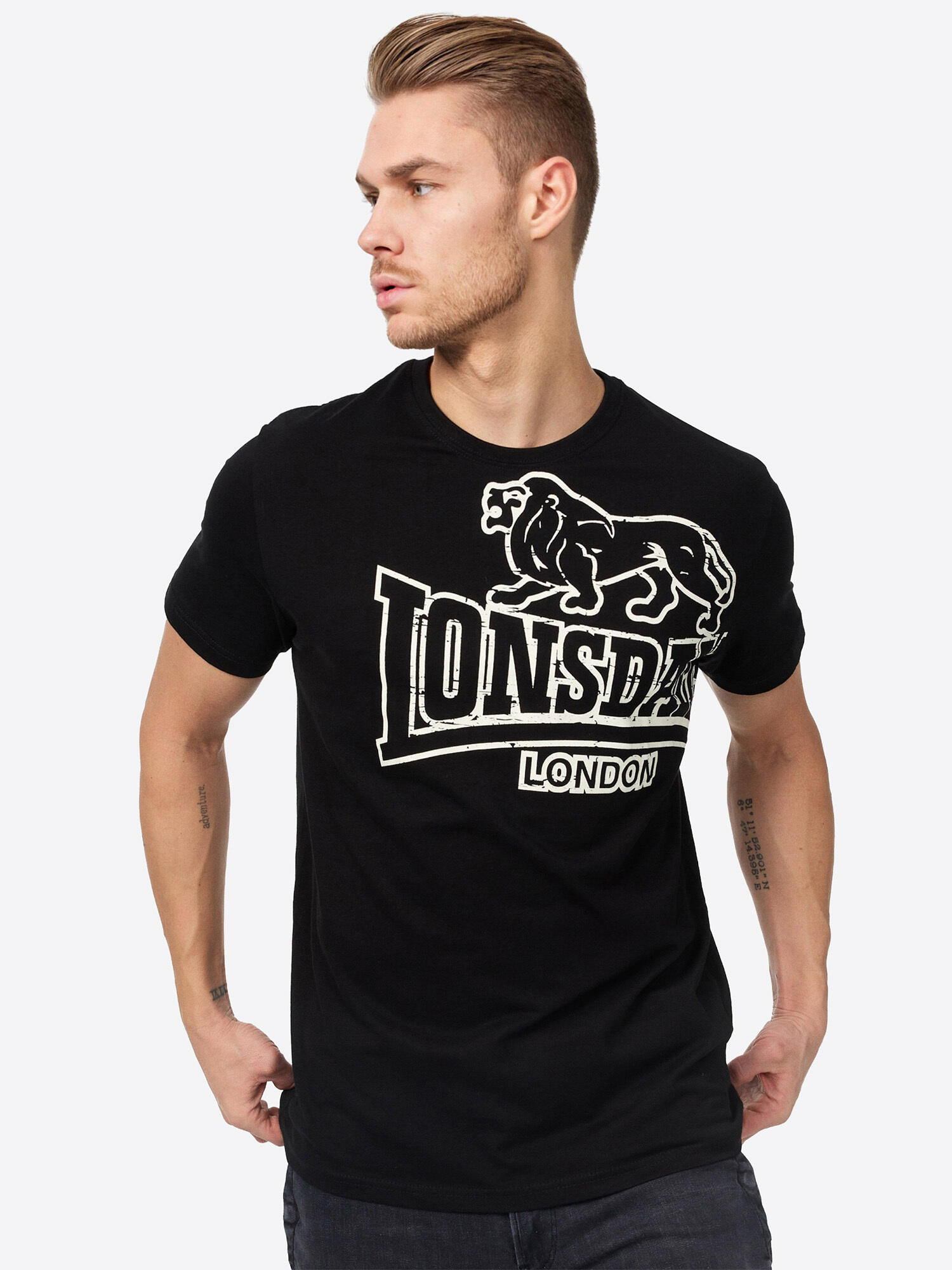 LONSDALE Maglietta da uomo Lonsdale Langsett nera