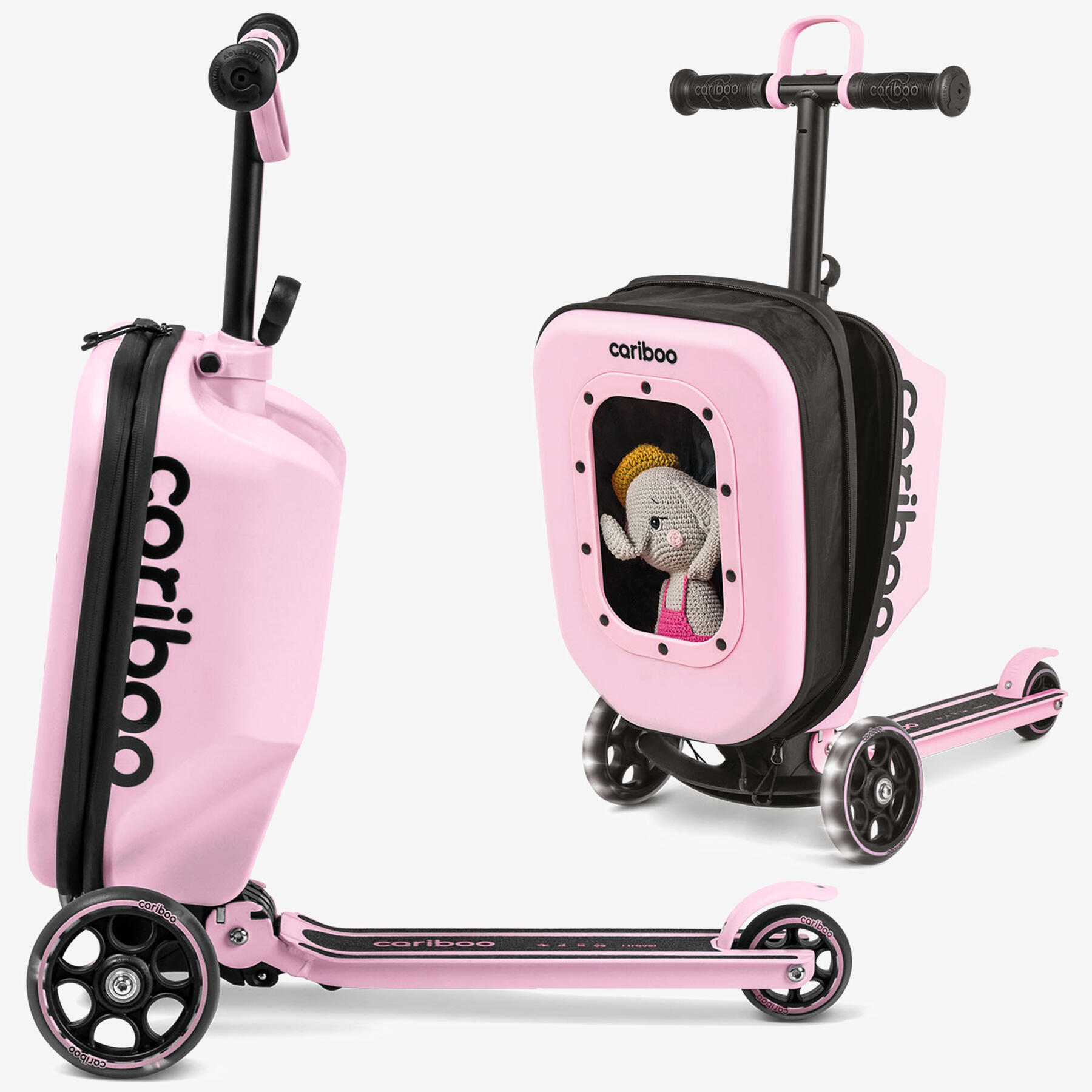 Trotinete de três rodas com mala cariboo itravel (rosa) – 4983