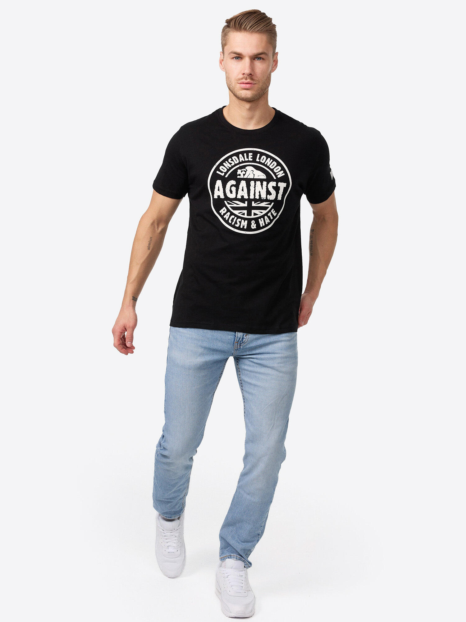 LONSDALE Heren-T-shirt normale pasvorm AGAINST RACISM 3/5