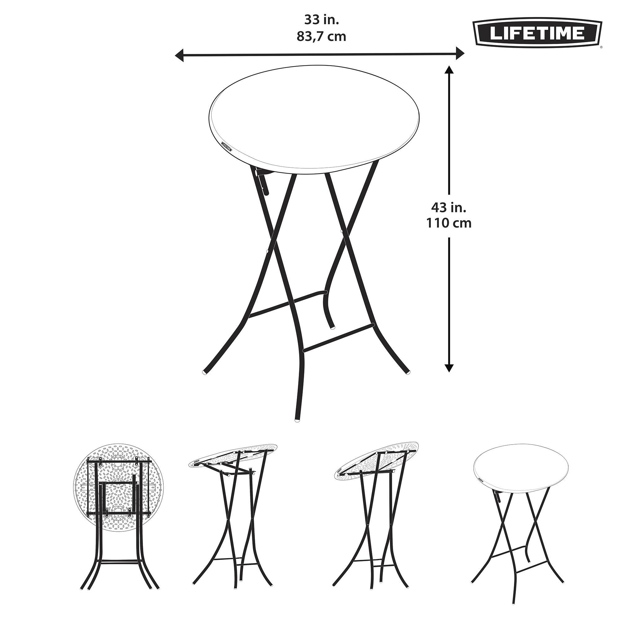 Table Ronde Haute Pliante Cocktail/Bistro/Mange-Debout Lifetime #81031 6/6