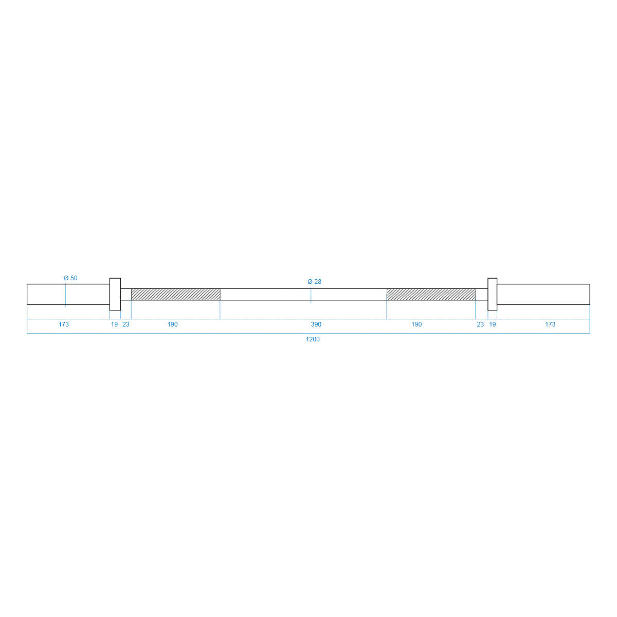 Gryf olimpijski prosty 1200 mm GO160 + zaciski LOCK JAW HMS PREMIUM 5/7