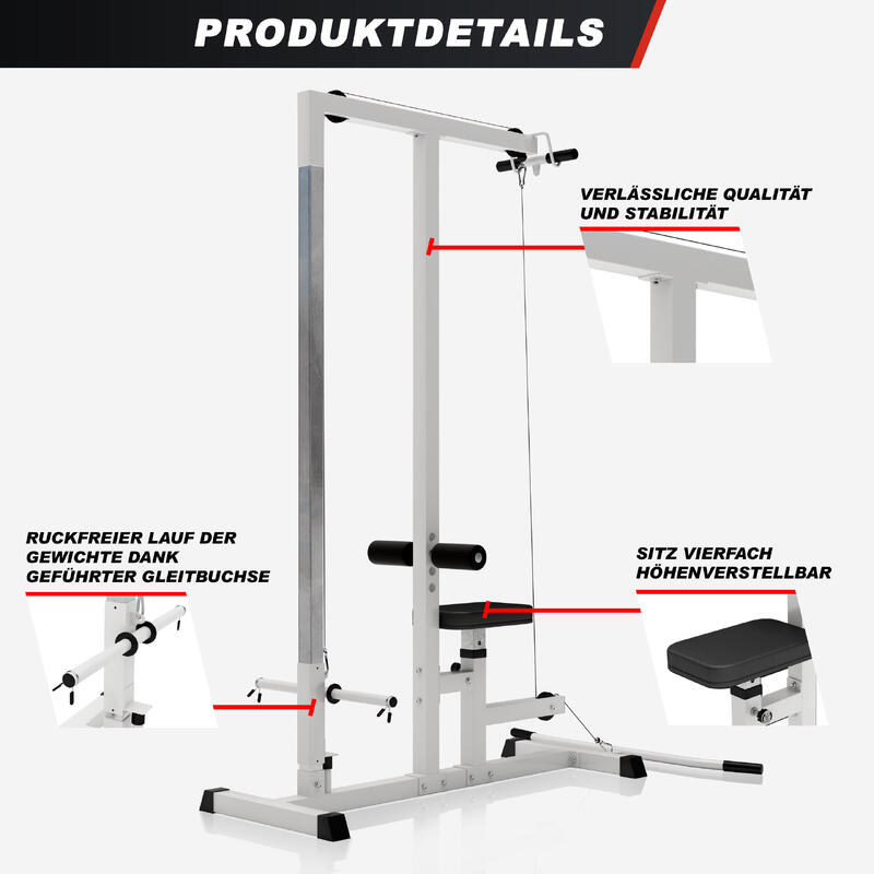 STATION DE TRACTION / TIRAGE POUR CHARGE GUIDÉE | MUSCULATION | BLANC
