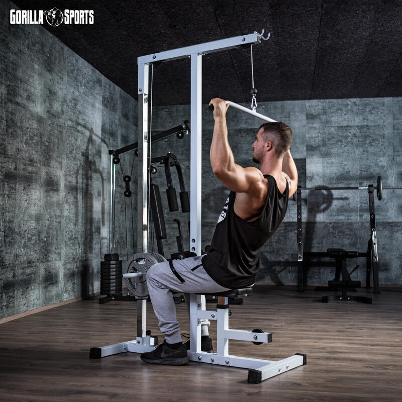 STATION DE TRACTION / TIRAGE POUR CHARGE GUIDÉE | MUSCULATION | BLANC