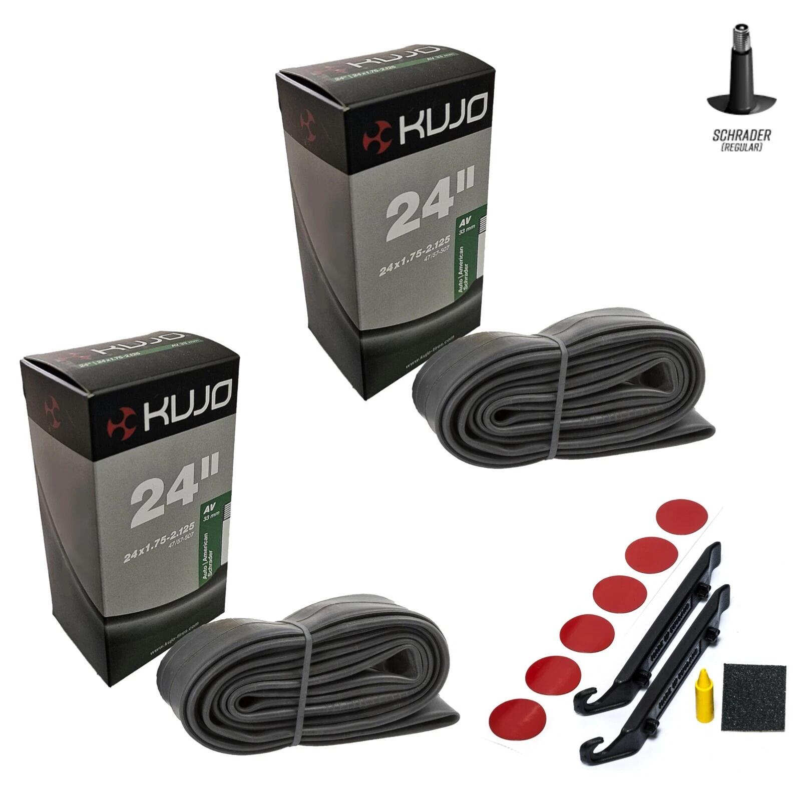 KUJO 24" x 1.75-2.125 Butyl Rubber Inner Tube 33mm Schrader x2 & Self Seal Repair Kit
