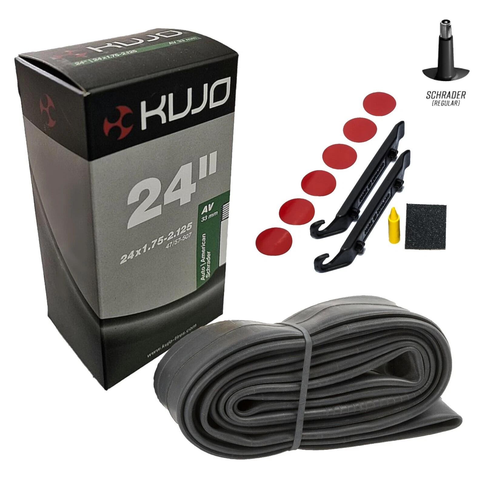 KUJO 24" x 1.75-2.125 Butyl Rubber Inner Tube 33mm Schrader & Self Seal Repair Kit