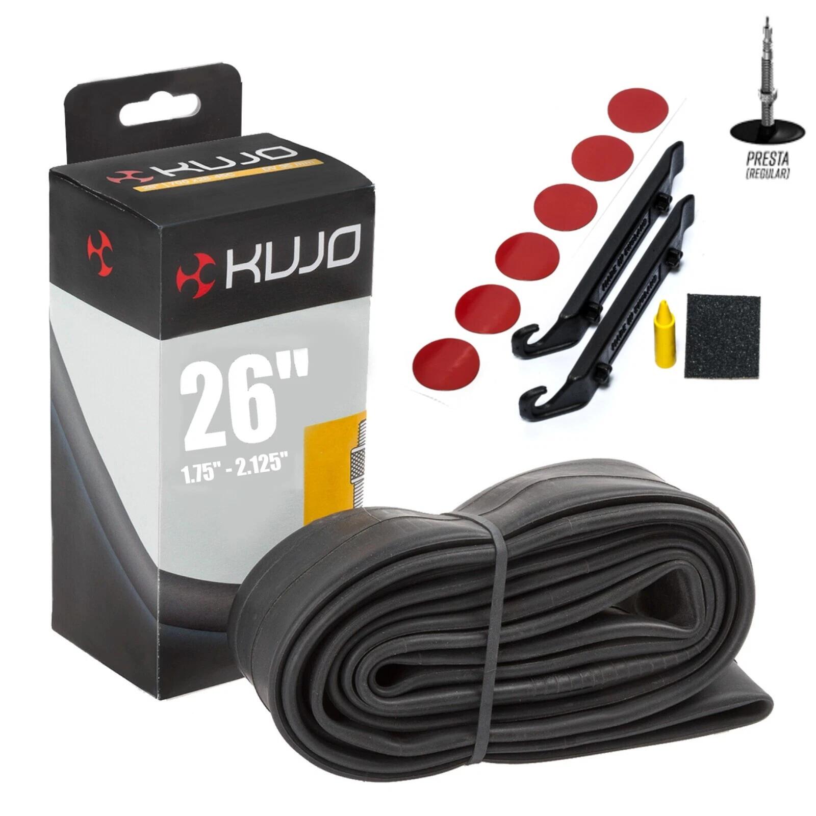 KUJO 26" x 1.75-2.125 Butyl Rubber Inner Tube 48mm Presta & Self Seal Repair Kit