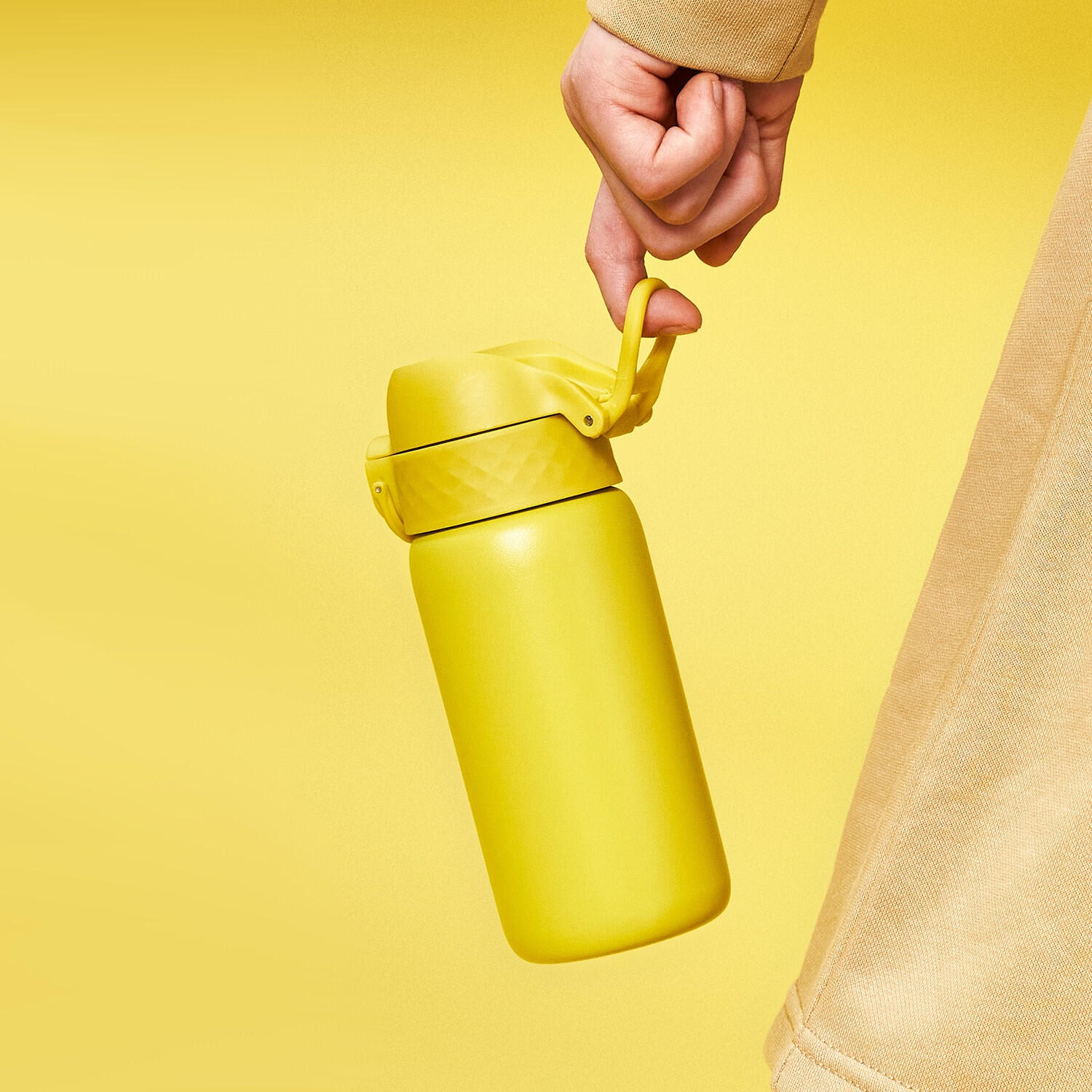 Leak Proof Kids Water Bottle, Stainless Steel, Yellow, 400ml (13oz) 7/7