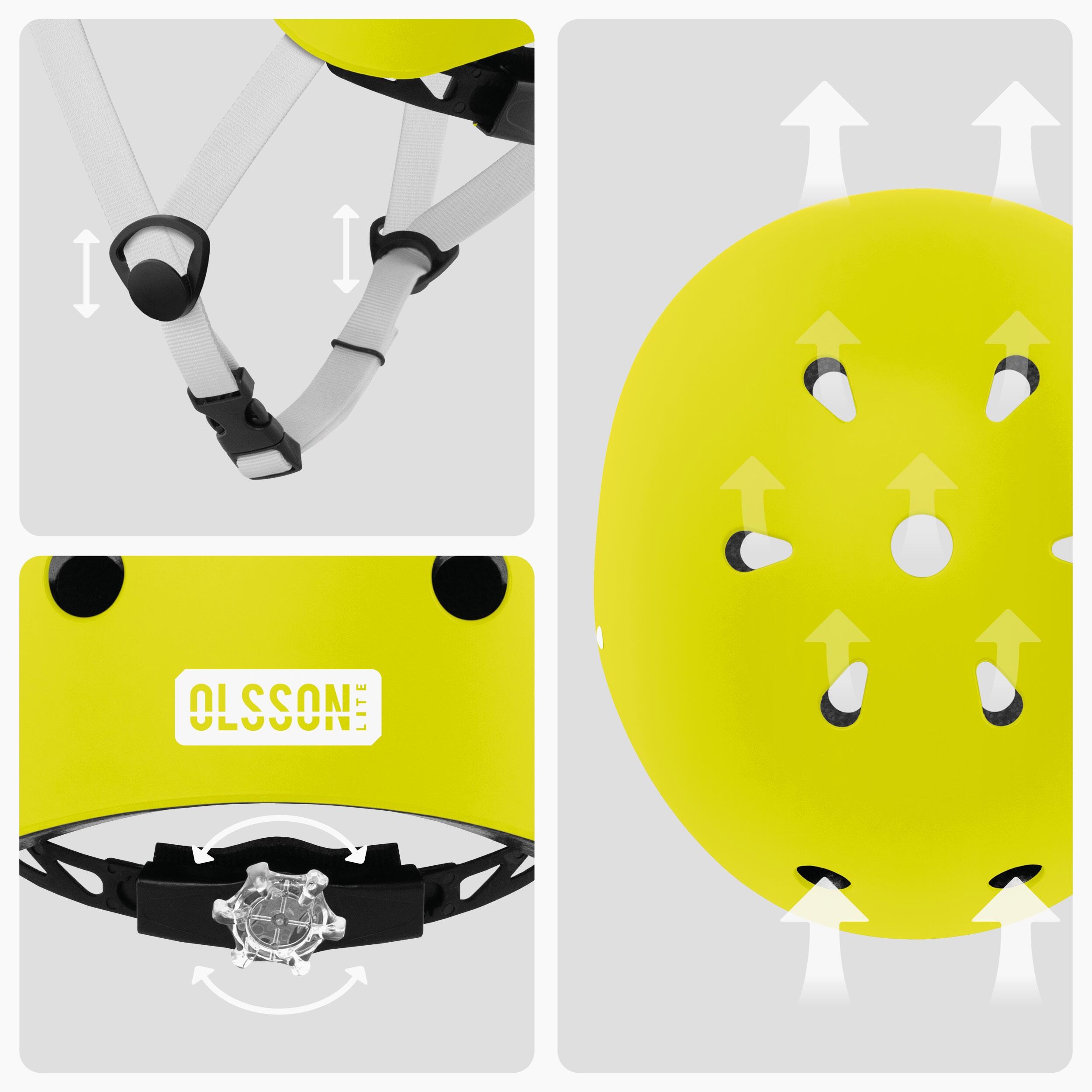 Casco bambino OLSSON HERO Lime M-L 52–54cm – Per pattini skate bici monopattini 4/7
