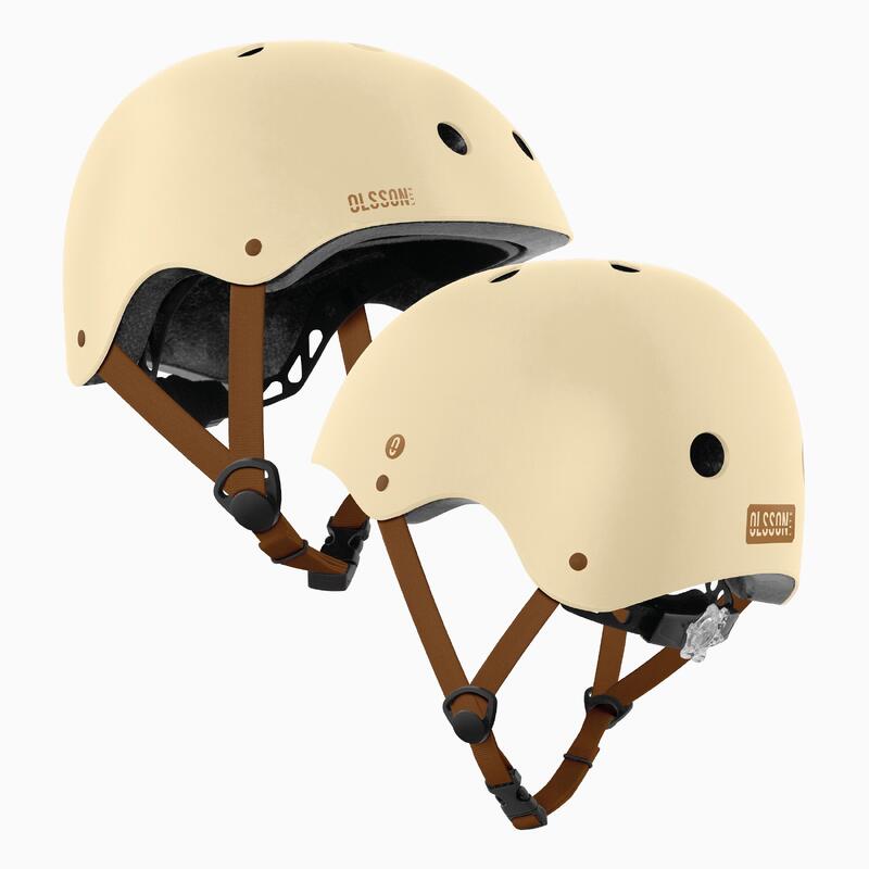 Capacete infantil OLSSON HERO Bege M-L 52-54cm patins skates bici trotinetes