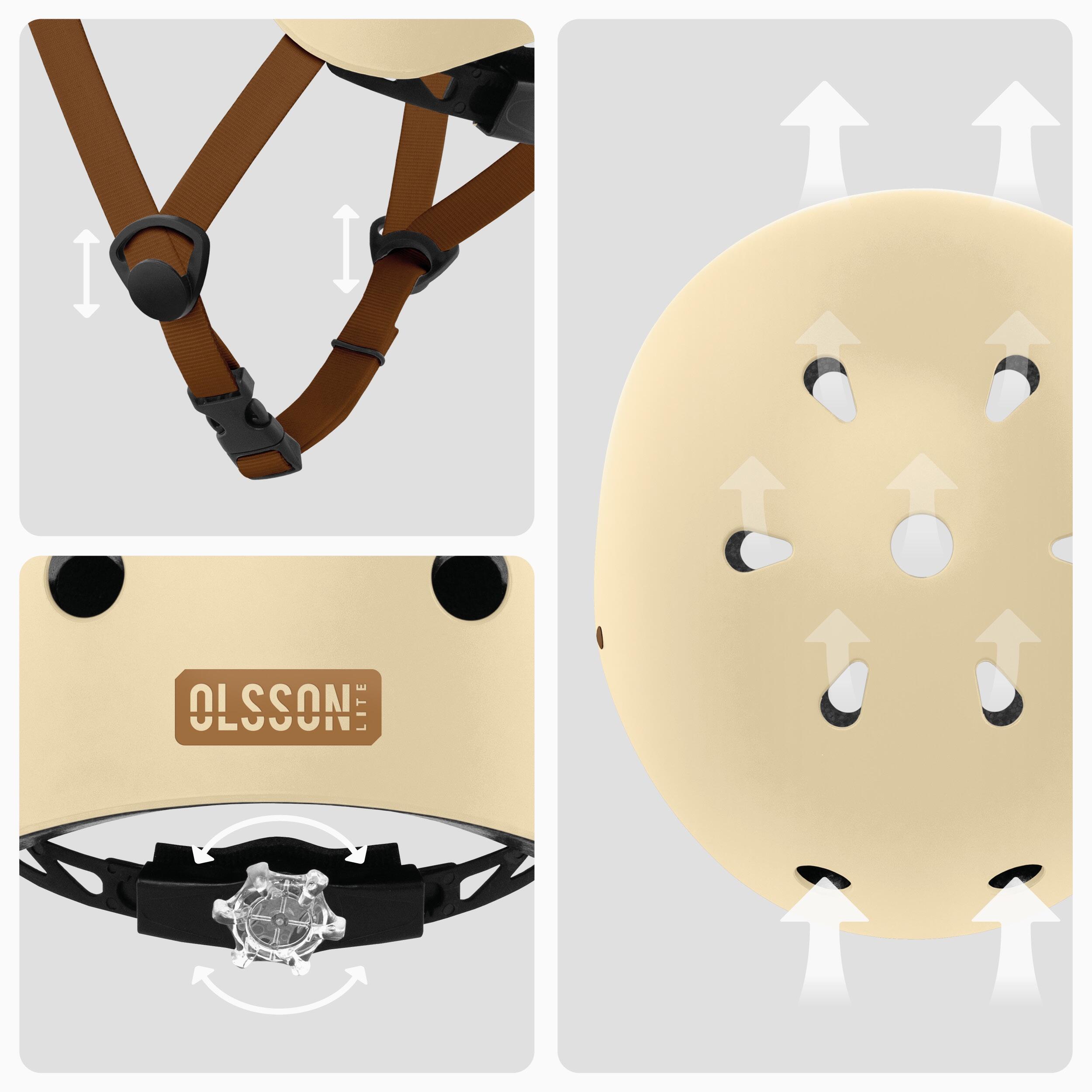 Casco bambino OLSSON HERO Beige M-L 52–54cm – Per pattini skate bici monopattini 4/7
