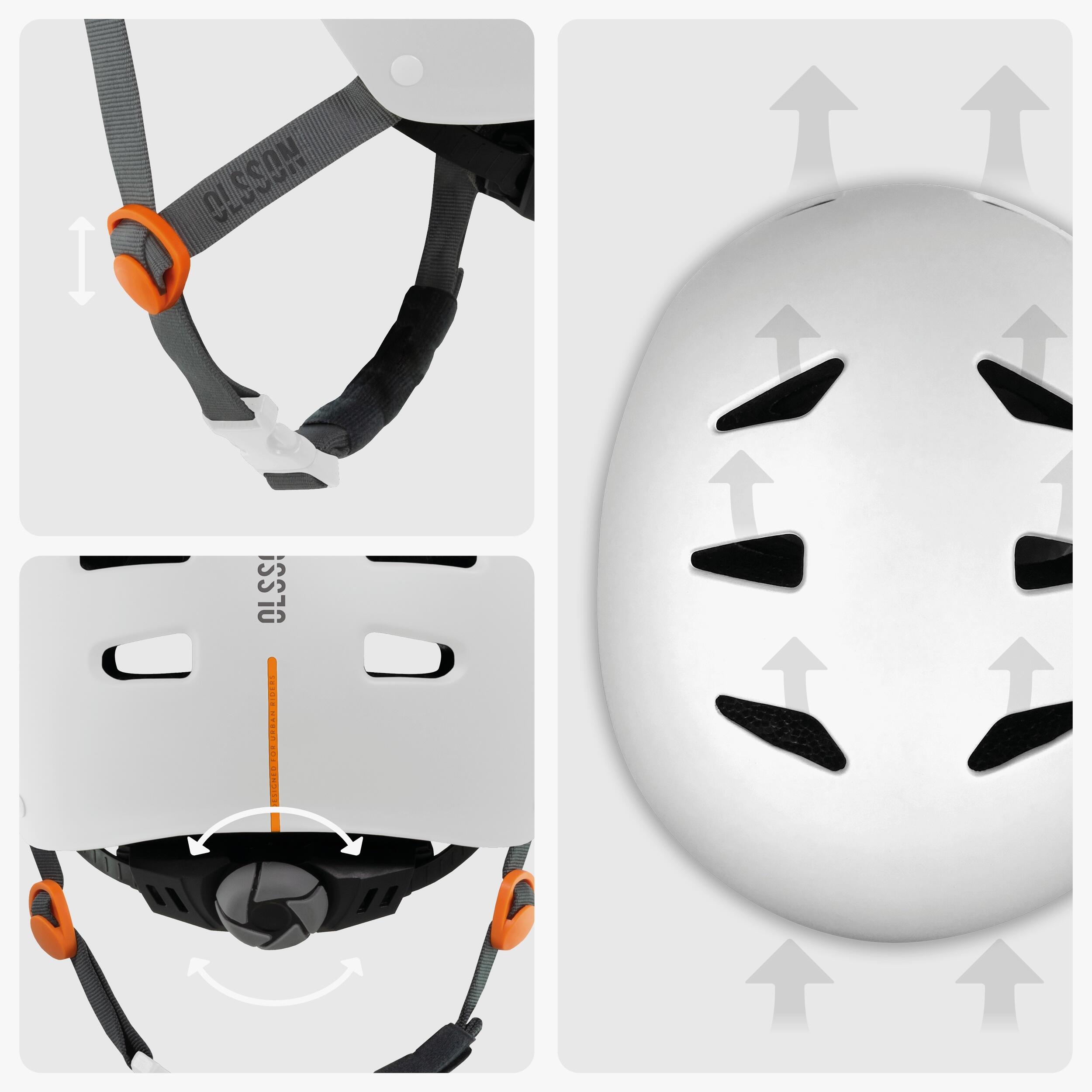Casque trottinette OLSSON URBAN RIDER Blanc 54-56cm skate rollers vélo 4/7