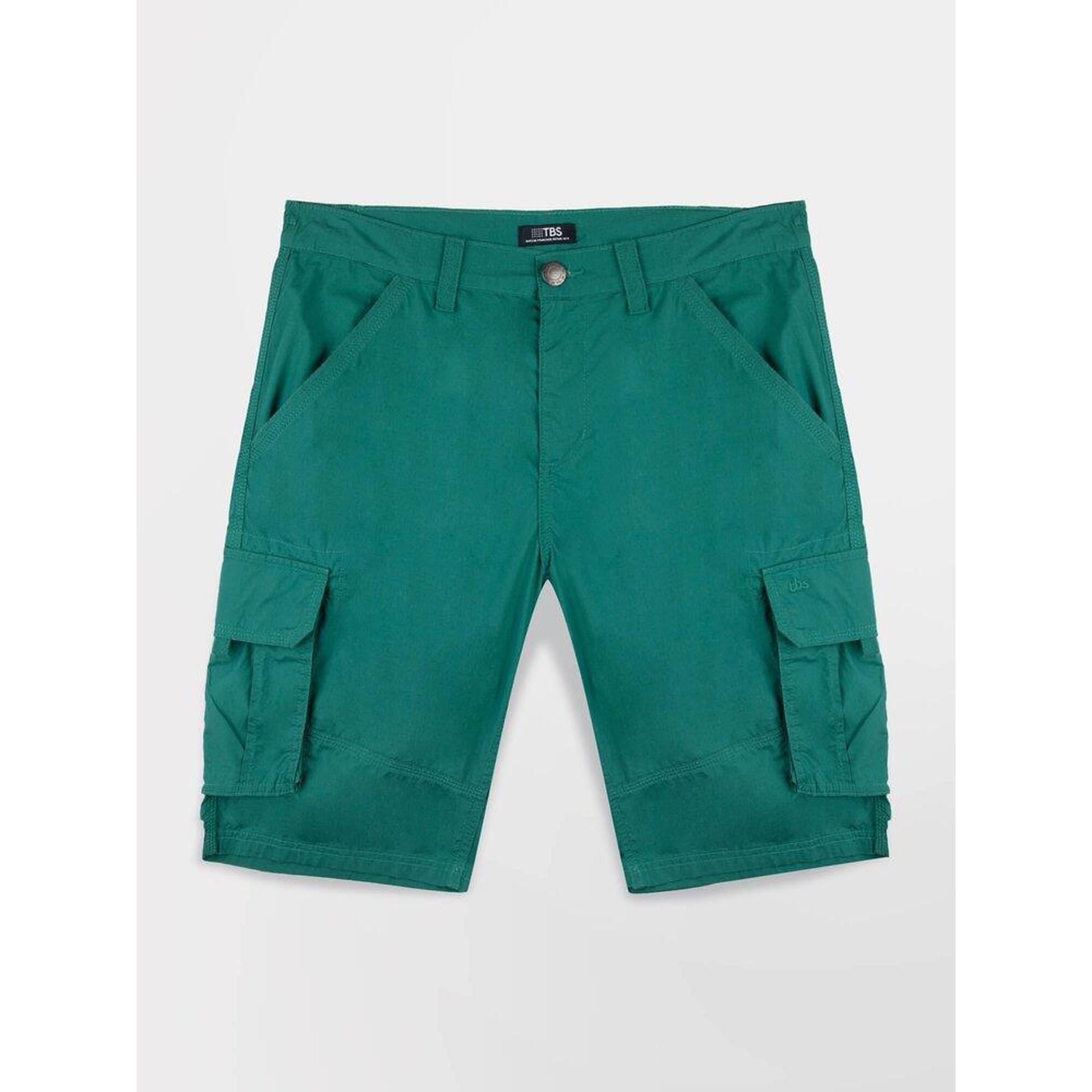 Tbs - Bermuda Homme Valenber Cactus, Ceinture Semi-élastiquée, 6 Poches, 100% Coton - Short De Protection - Vert - Decathlon