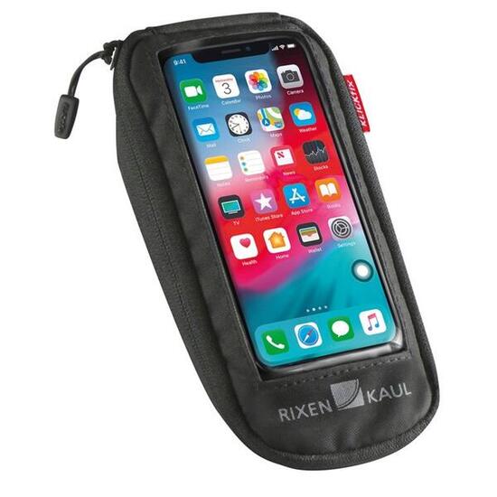 Klickfix Phone Bag Comfort S mit Adapter transparent/schwarz, mit Drehkupplung