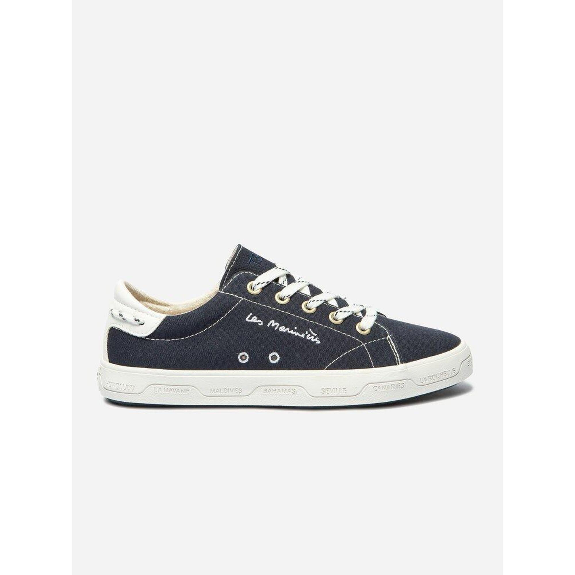 Tbs - Tennis Toile Femme Lanzara - Marine, Lacets, Semelle Caoutchouc, Talon 25 Mm - Baskets - Bleu - Decathlon