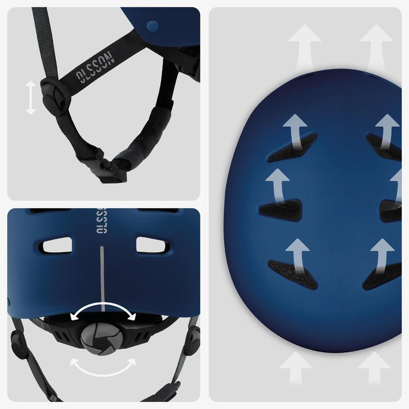 Casque trottinette OLSSON URBAN RIDER Bleu 54-56cm skate rollers vélo