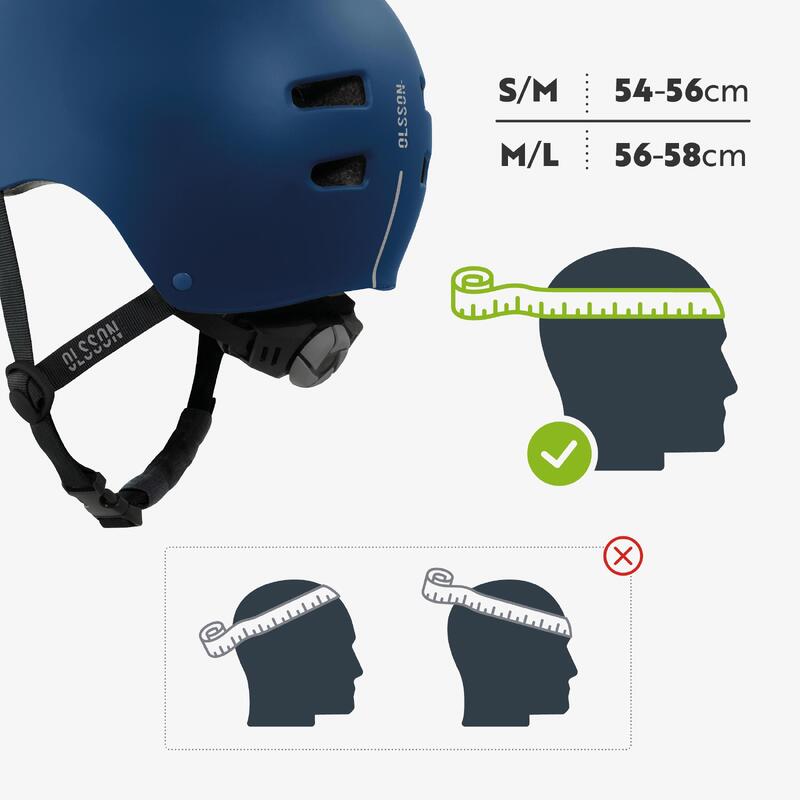 Casque trottinette OLSSON URBAN RIDER Bleu 54-56cm skate rollers vélo