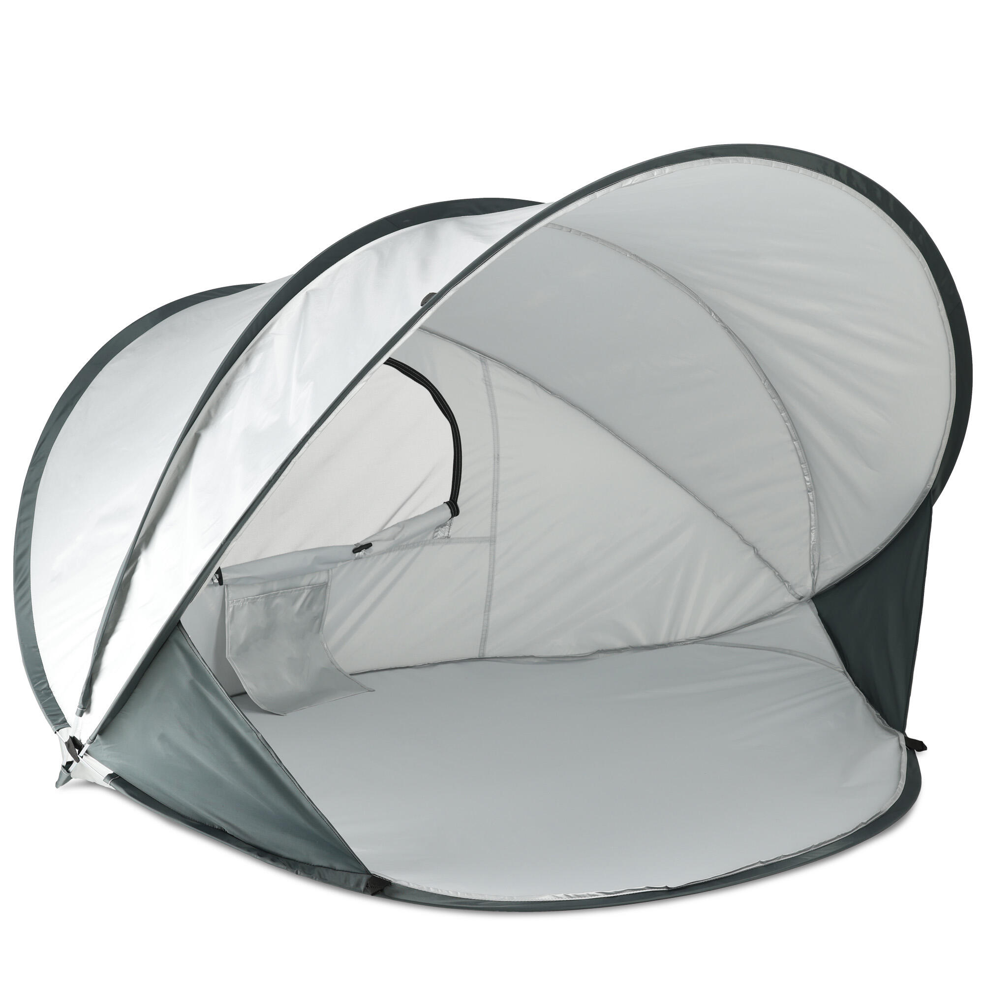 Deryan - Tente De Plage Pop Up De Luxe Xxl - Argent - Abris - Gris - 3 Places - Decathlon