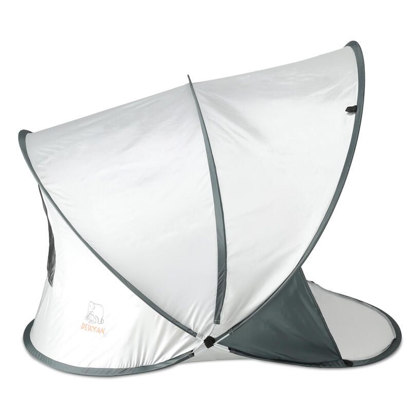 Cort de plajă Pop-Up XXL de Lux - Ușor - Protecție UV 50+ - Argintiu