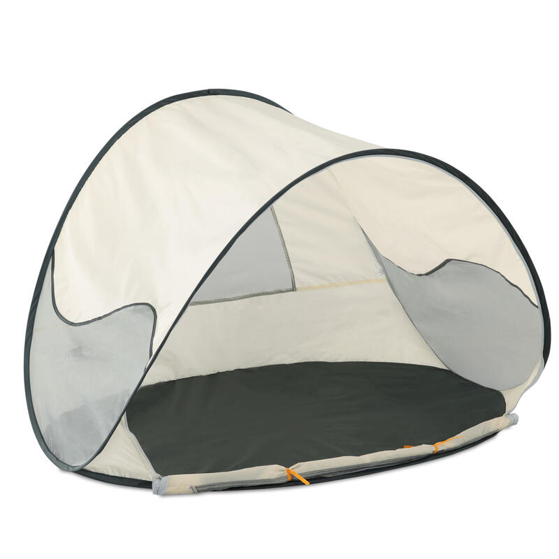 2,4 x 2,4 m Abri Solaire pour Tente de Plage, Tente de Plage Pop-up avec Protection UV UPF50+ et 2 Pièces Poteaux en Aluminium, Abri Extérieur pour la Plage, Camping ou Pique-Niques