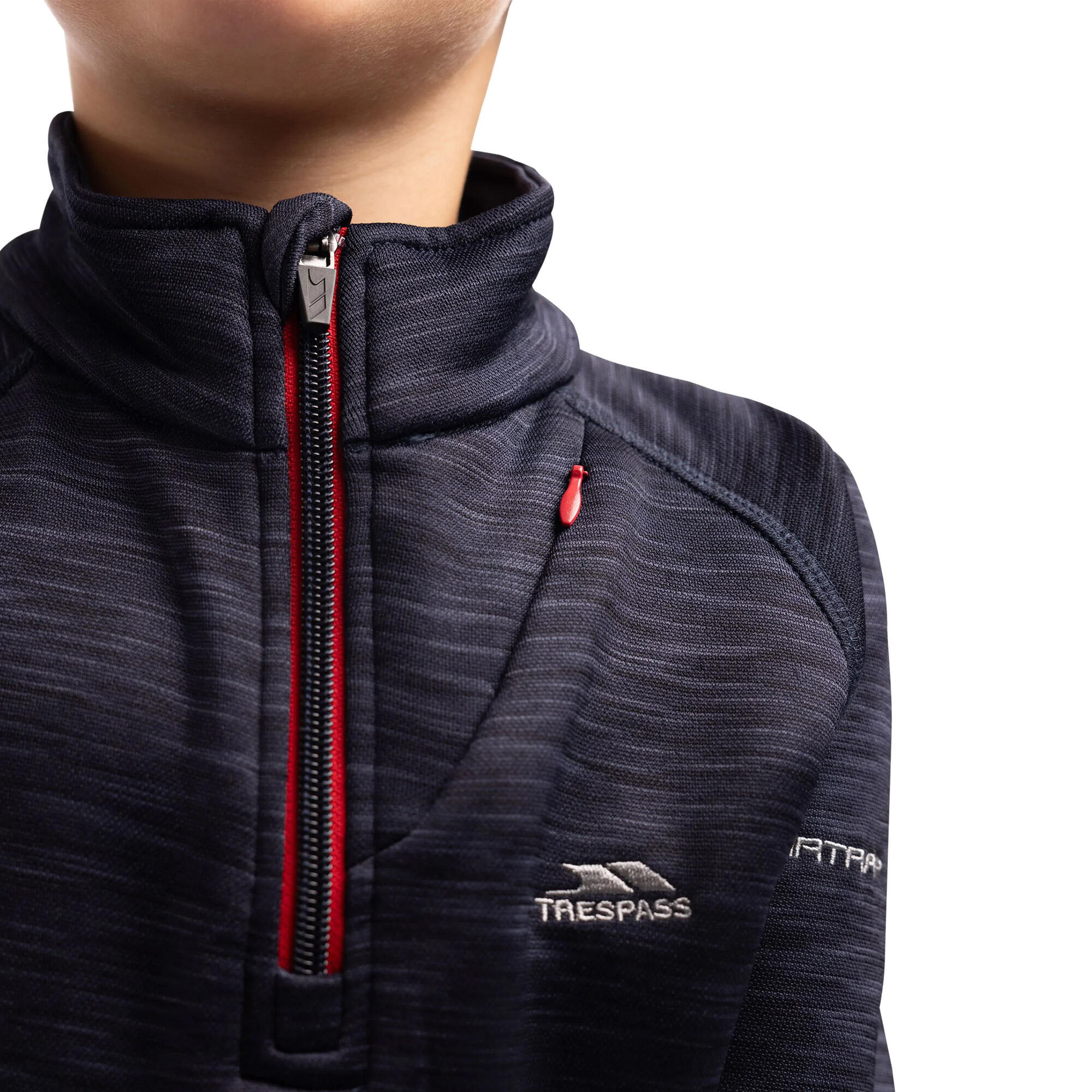 Felpa In Pile Ragazzi Trespass Edvin Blu Navy Rosso Marna 3/5