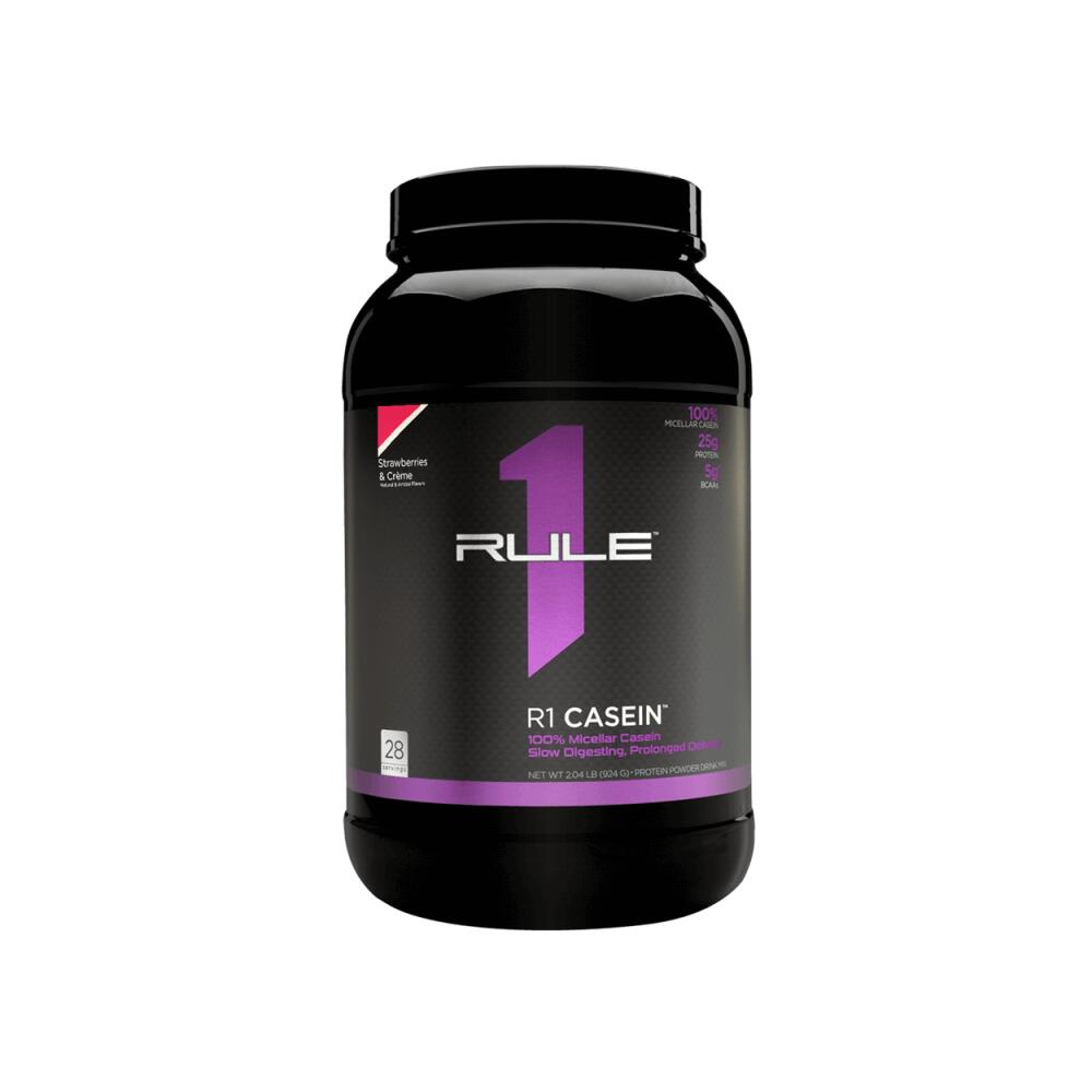 Rule1 - Rule1 R1 Casein Protein (2lbs) Strawberries & Crème - Protéines - Caséine - Préparation Énergétique Poudre - Decathlon