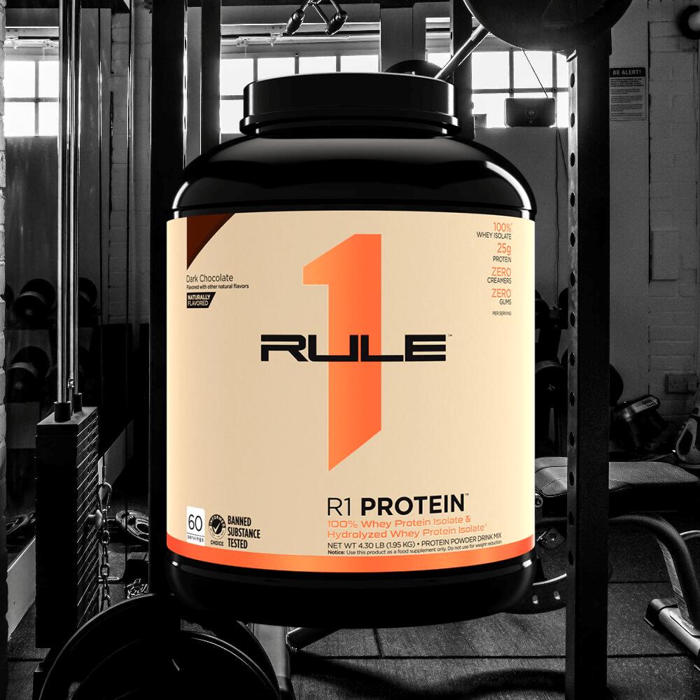 Rule1 R1 Protein Whey Isolate - Naturally Flavored (4,3lbs) Dark Chocolate 2/3