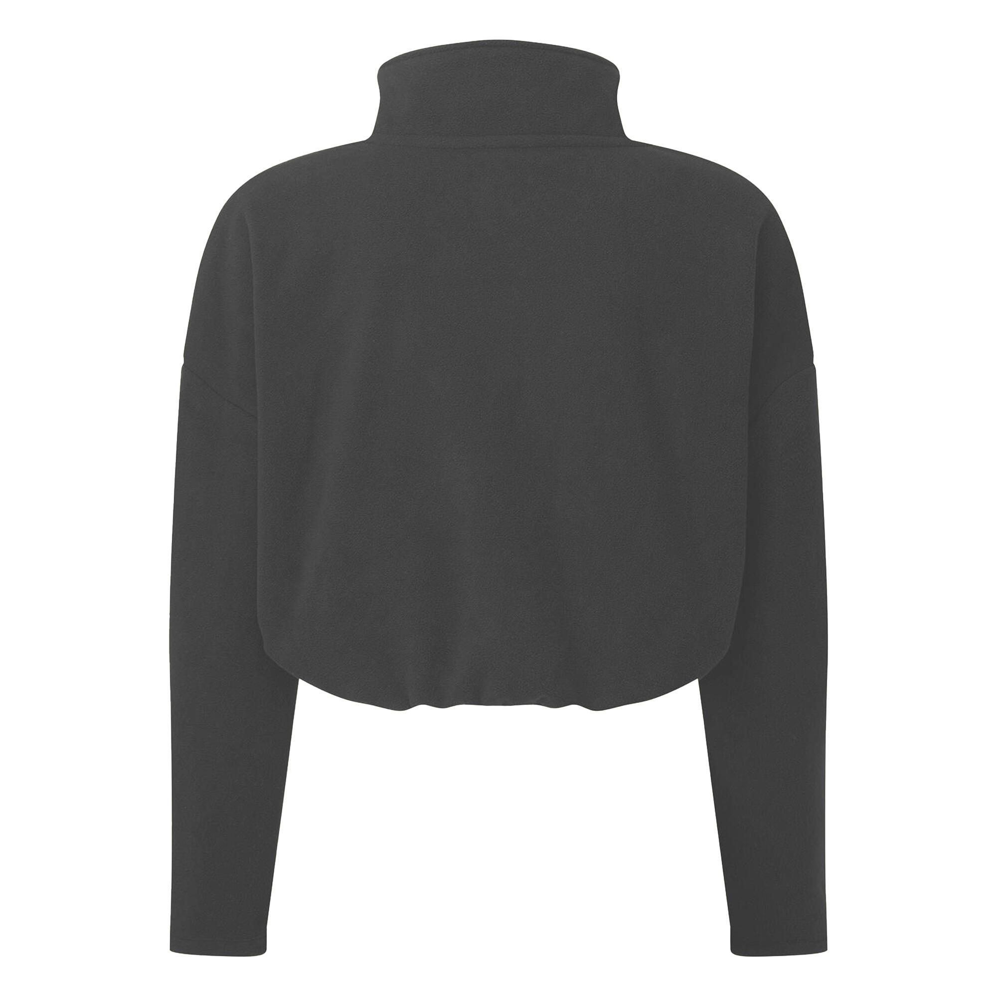 Womens/Ladies Cropped Fleece Top (Charcoal Grey) 2/2