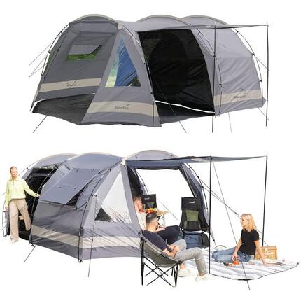 Tente tunnel Kambo 4 - Tente Camping 4 personnes - 1 cabine sombre - 3 entrées