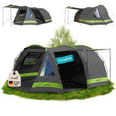 Tunneltent - kambo 4 - 4 personen - kamperen - 1 x donkere cabine - 3 ingangen