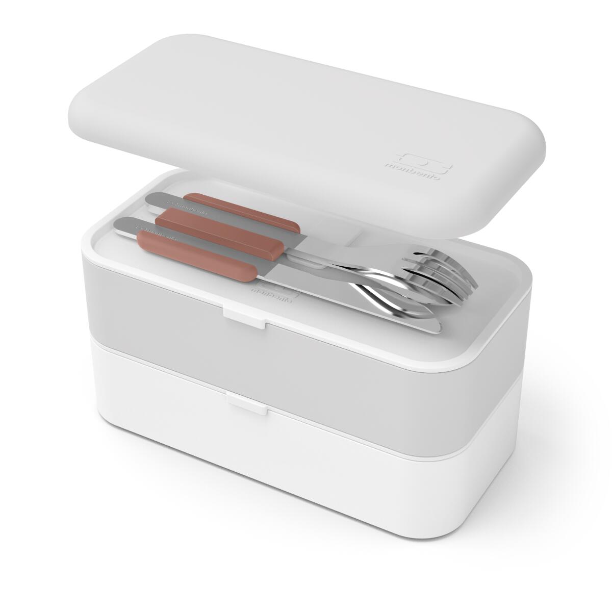 Set 3 couverts en inox|Bureau, pique-nique|Boitier de rangement inclus|Slim Box 6/6