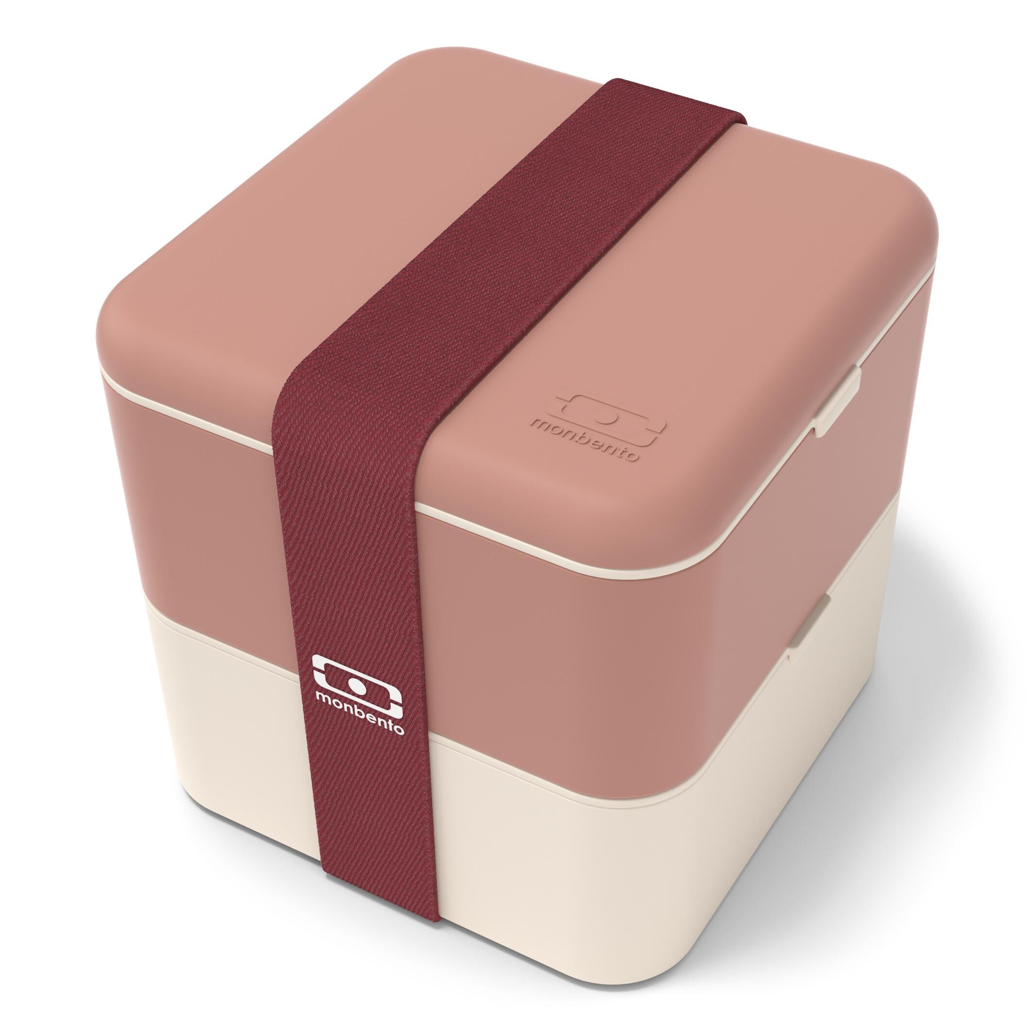 Monbento - Boite Repas 2x850ml - 1,7l| Adulte |bureau, Pique-nique|made In France|square - Lunchbox - Beige|rose - Decathlon