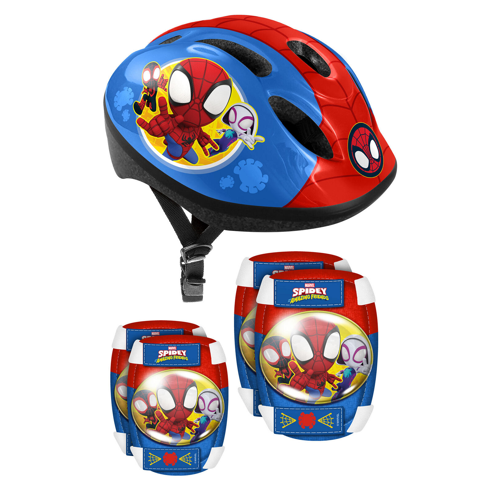 Capacete e proteções criança spidey tam. 53-56 cm