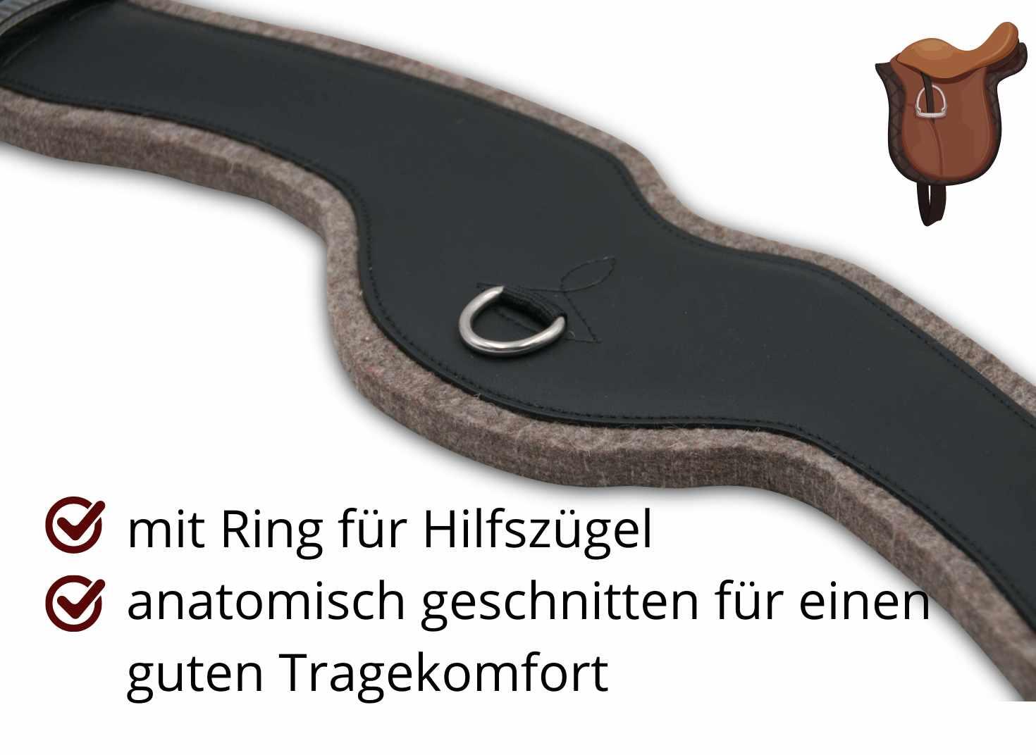 AMKA Kurzgurt Dressur Sattelgurt Filz 3/4