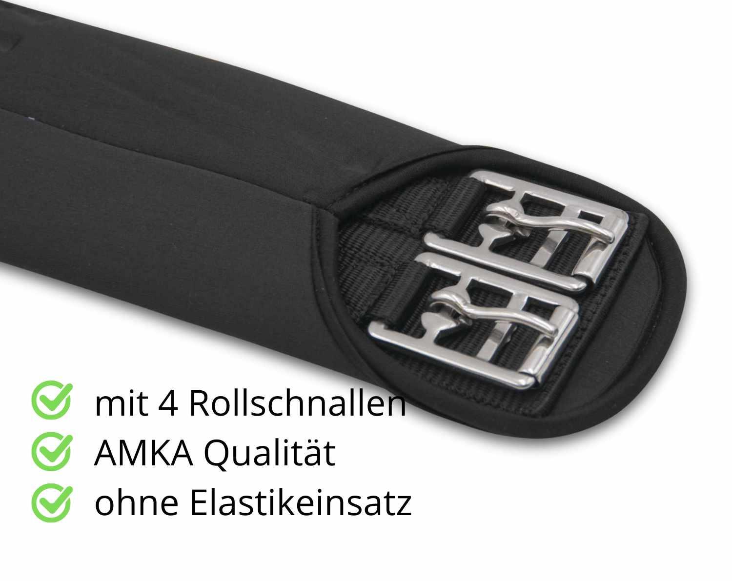 AMKA Sattelgurt Neopren Kurzgurt Dressurgurt schwarz 3/4