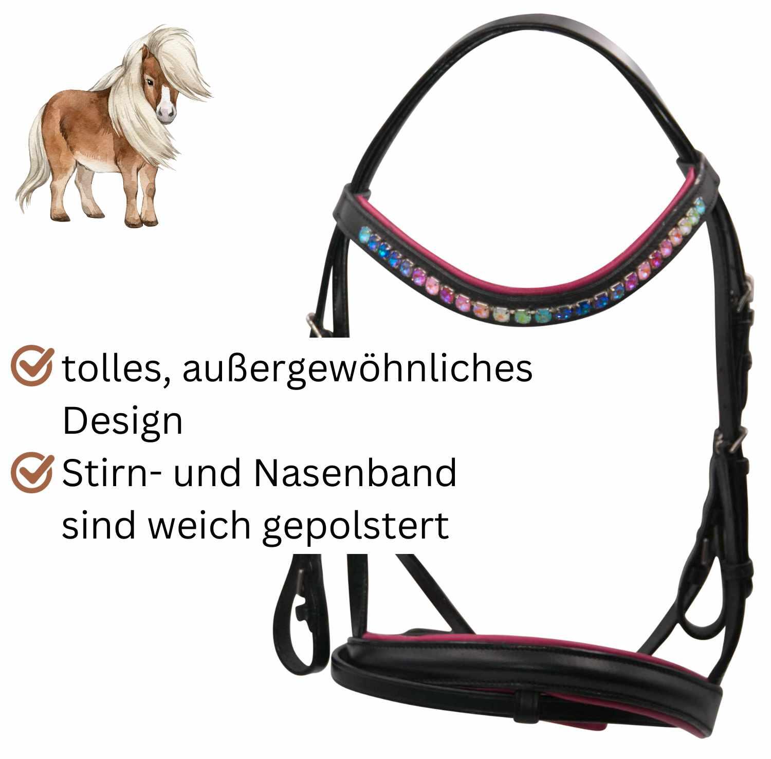 AMKA Trensenzaum Shiny dekoratives Stirnband Glitzersteine engl. komb. 2/4