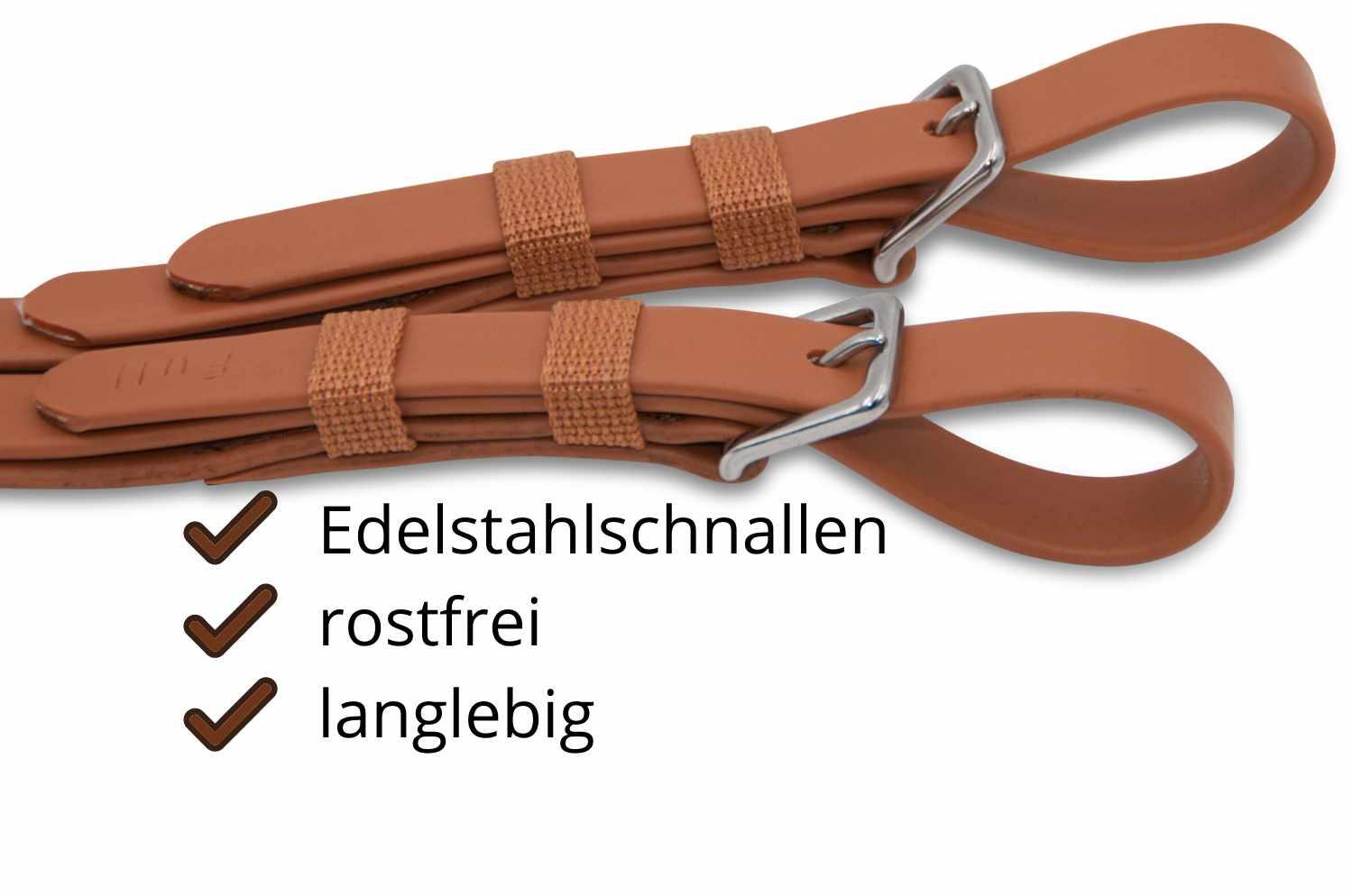 AMKA Einspännerleine wasserabweisend abriebfest 25 mm Edelstahlschnallen 3/4