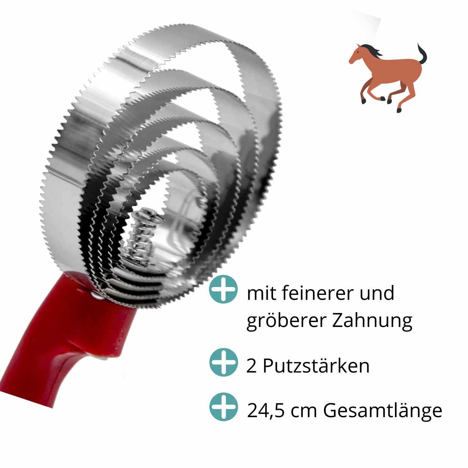 AMKA Federstriegel großes Modell  Fellwechsel Eisenstriegel Spiralstriegel 3/4