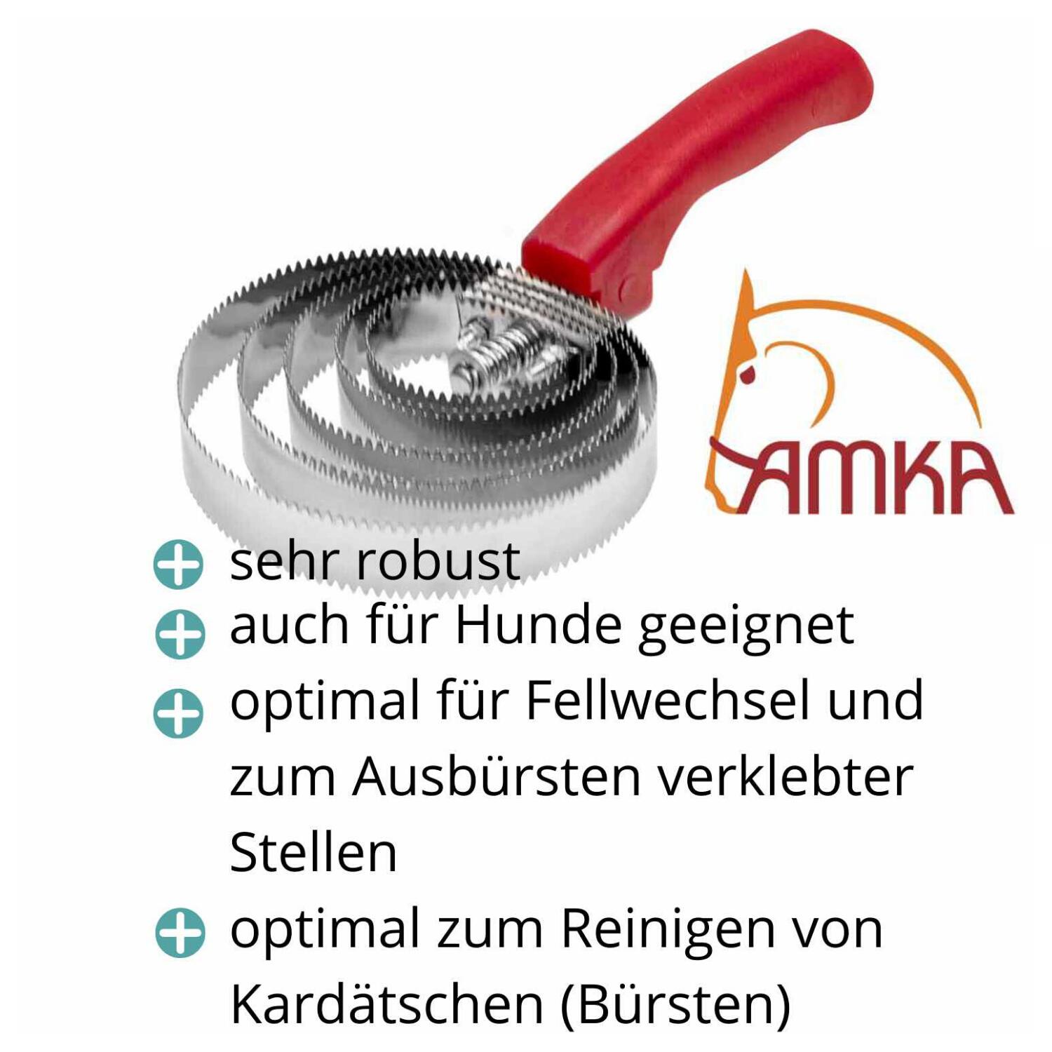AMKA Federstriegel großes Modell  Fellwechsel Eisenstriegel Spiralstriegel 2/4