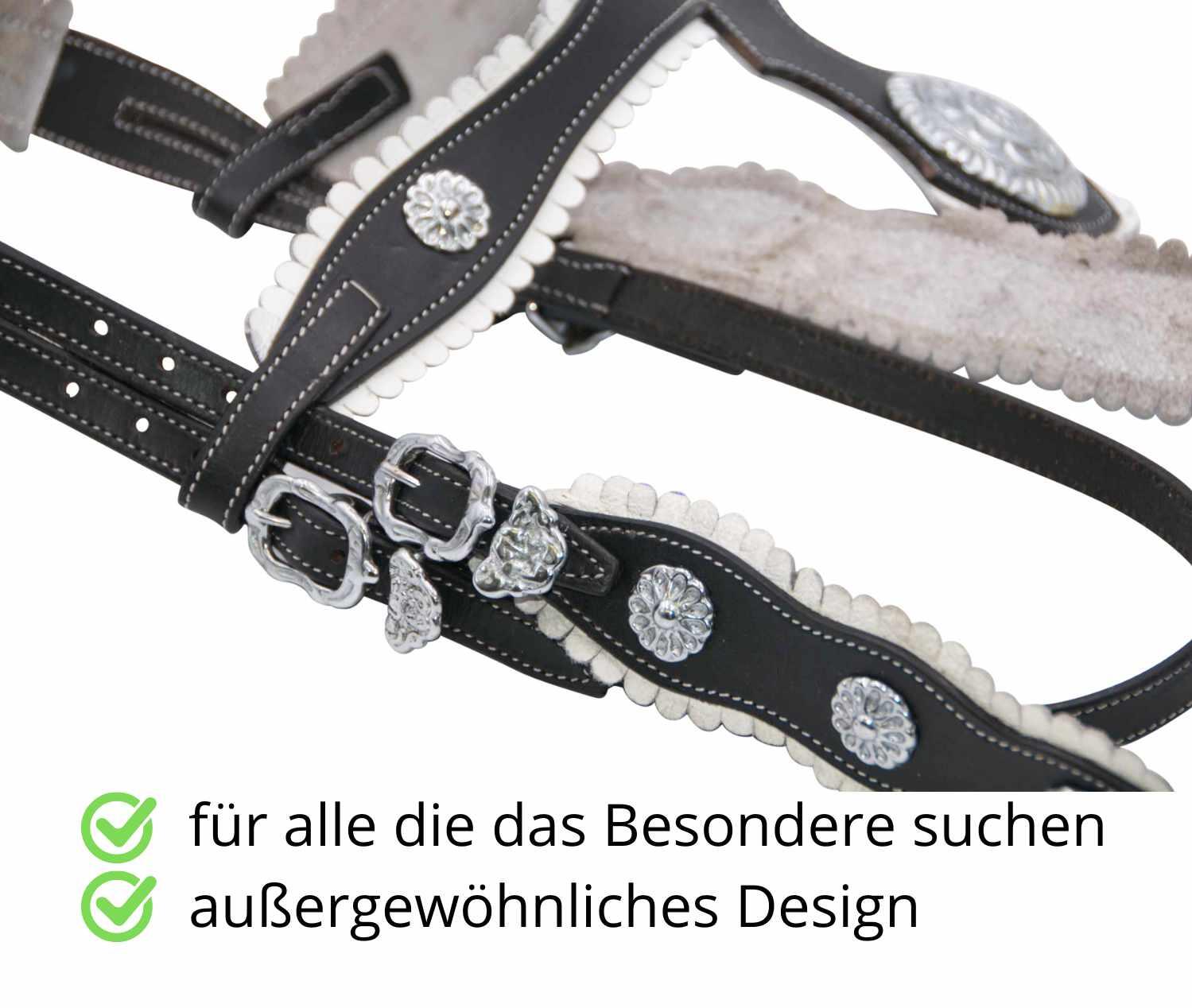 AMKA Prunkzaum Portugiesische Trense Barockzaum schwarz silber Ornamente PABLO B 2/4