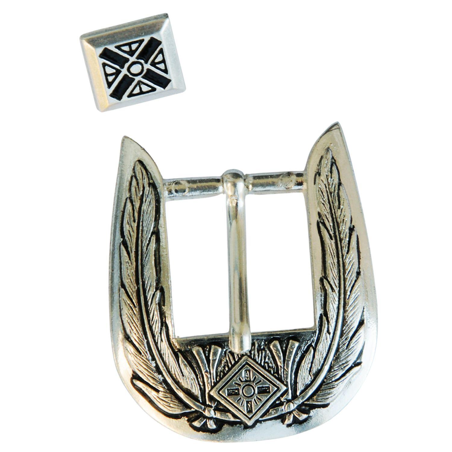 AMKA Western Gürtelschnalle Set silberfarben Buckle mit Rosette