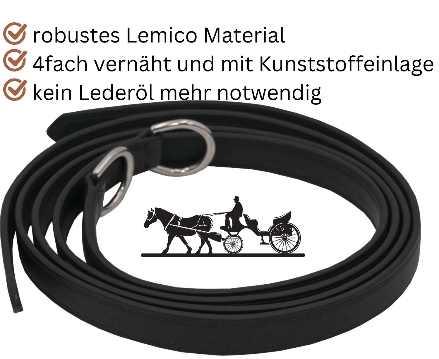 AMKA Stränge für Einspänner Zugstränge aus Lemico 3/4