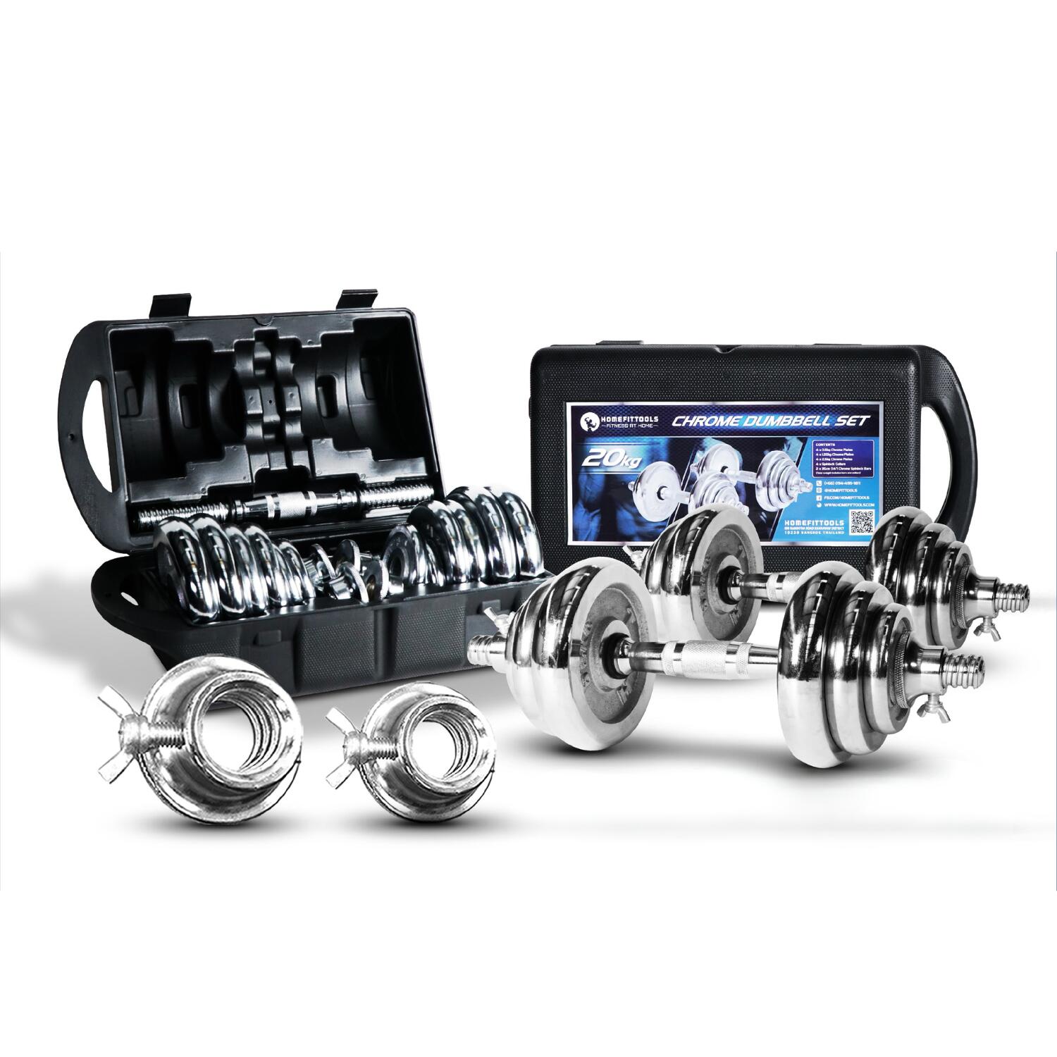 Set Chrome dumbbell HFT 20 kg - Homefittools