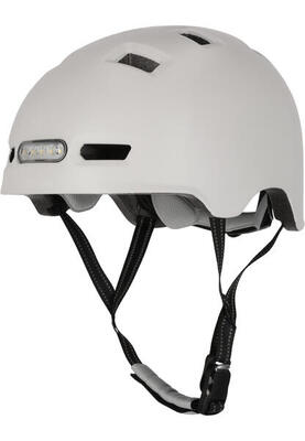 Skater fietshelm met voor- en achterlicht | mat wit m 54-57cm | en1078